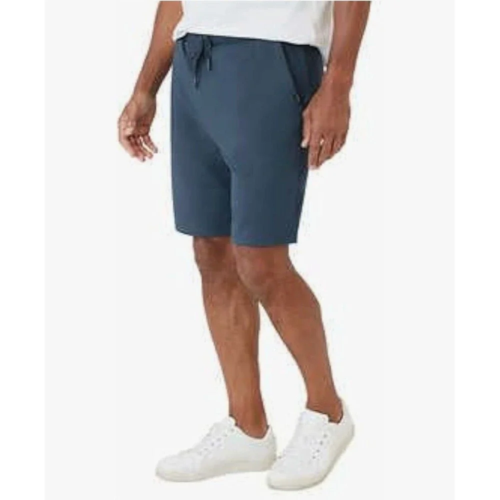 Eddie Bauer Men's XL Knit Lounge Shorts 2-pack Zip Secured Pocket B15 Black Blue - Picture 3 of 12